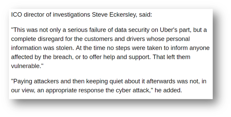 "Paying attackers and then keeping quiet about it afterwards was not, in our view, an appropriate response to the cyber attack"