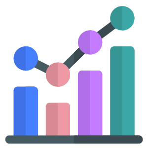 Bar chart icon in Gold-Vison Marketing brand colours.