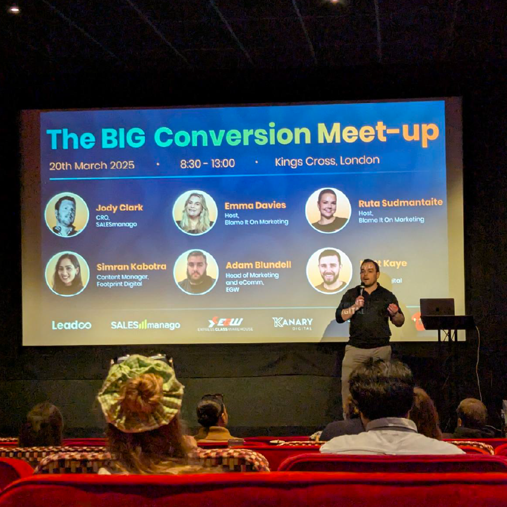 A picture of the opening slide from Leadoo's Big Conversion Meet-up in London.