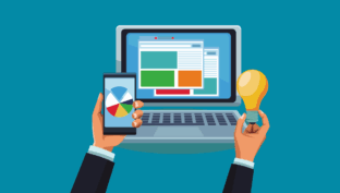 Illustration showing data insights and innovation tools, representing how Gold-Vision CRM helps IT companies improve visibility, streamline workflows, and drive smarter, data-led decisions across teams